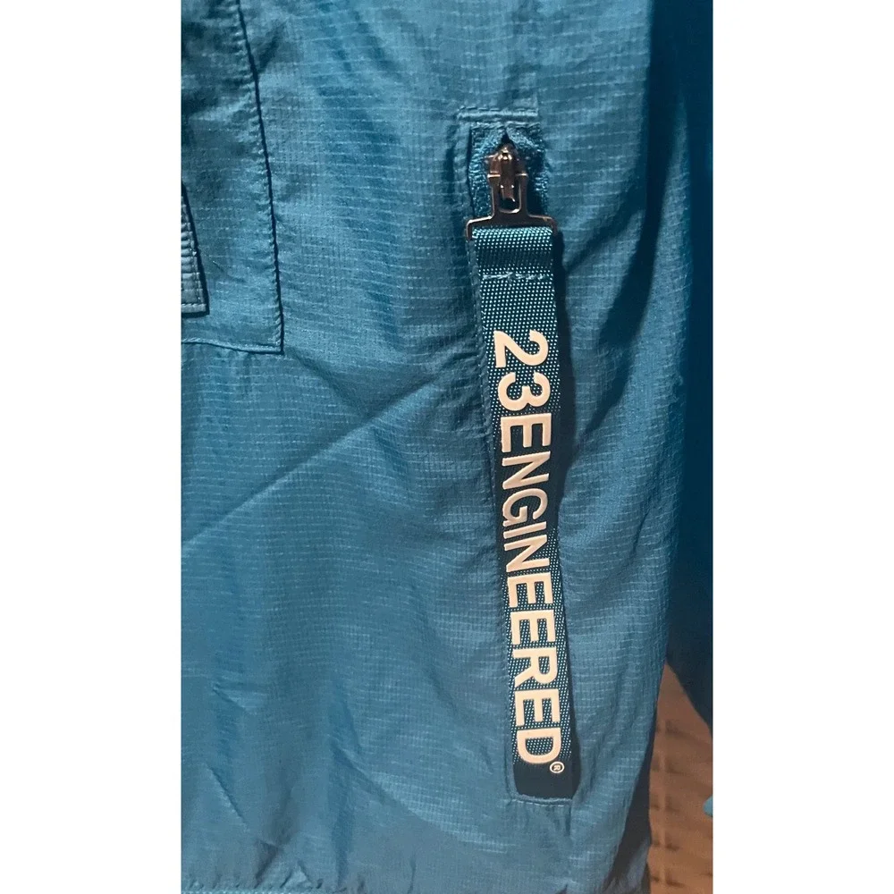 Jordan 23 Engineered Mens Teal Blue Ripstop Quarter Zip Windbreaker Jacket M